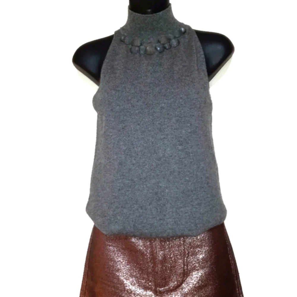 VINCE Cashmere Jewel Neck Tunic Sweater Sleeveless Grey Gray Soft Sz XS - Picture 7 of 12